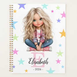 Meisjesmonogram Elke Initiaal & Naam Planner