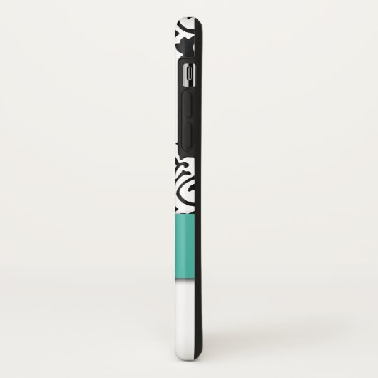 Meisjesmonogram genaamd Turquoise Black White Dama Case-Mate iPhone Case (Achterkant/links)