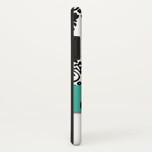 Meisjesmonogram genaamd Turquoise Black White Dama Case-Mate iPhone Case (Achterkant/rechts)