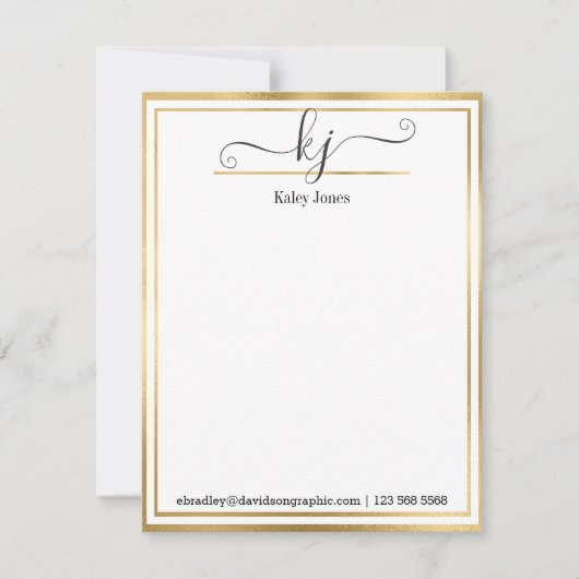 Meisjesmonogram | Van het bureau van de Kaart van  Notitiekaartje (Voorkant)