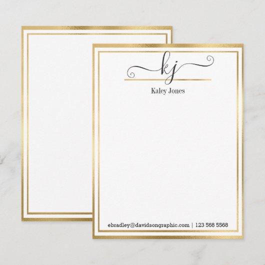 Meisjesmonogram | Van het bureau van de Kaart van  Notitiekaartje (Voorkant / Achterkant)