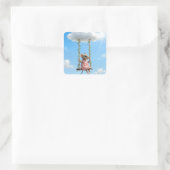 Meisjesmuis Op een Zomer Schommel Vierkante Sticker (Tas)