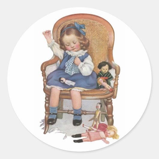 Meisjesnaaipoppen Ronde Sticker (Voorkant)