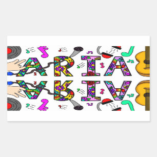 Meisjesnaam Aria, Bloemen en Muziek Rechthoekige Sticker