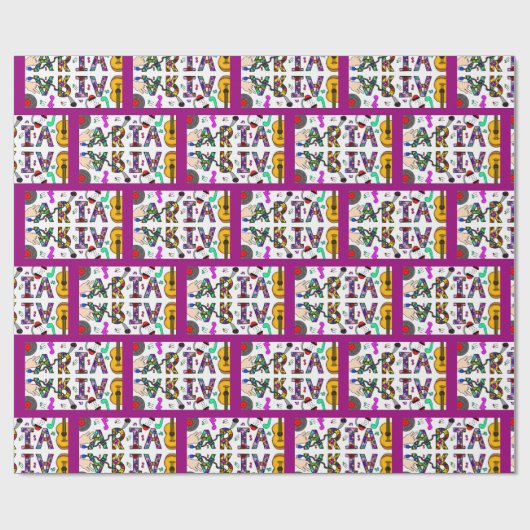 Meisjesnaam Aria, geboortedag Cadeaupapier (Vlak)