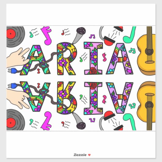 Meisjesnaam Aria Sticker (Vel)