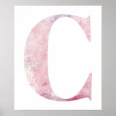 Meisjesnaam Brief C Roze Waterverf Poster (Voorkant)