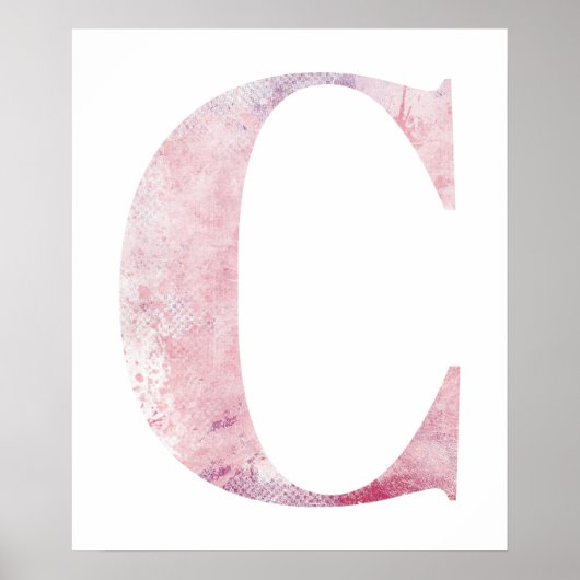 Meisjesnaam Brief C Roze Waterverf Poster (Voorkant)