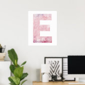 Meisjesnaam Brief E Roze Waterverf Poster (Thuiskantoor)