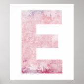 Meisjesnaam Brief E Roze Waterverf Poster (Voorkant)