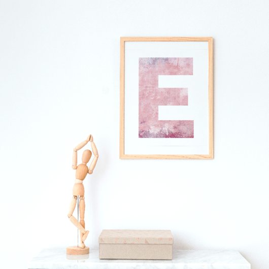 Meisjesnaam Brief E Roze Waterverf Poster