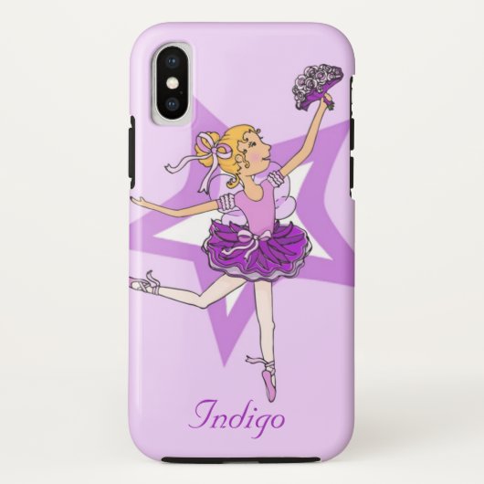 Meisjesnaam danst ballerina blonde paarse hoesje (Achterkant)