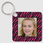 Meisjesnaam en foto roze Zebra op maat Sleutelhanger (Voorkant)