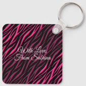 Meisjesnaam en foto roze Zebra op maat Sleutelhanger (Achterkant)