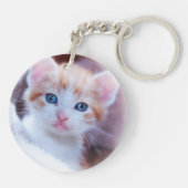 Meisjesnaam en Monogram Faux Blue Folie Foto Sleutelhanger (Achterkant)