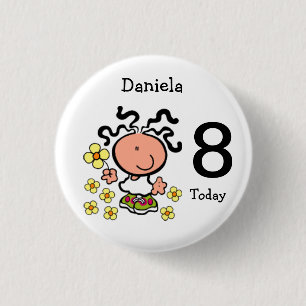 meisjesnaam en ouderdomsnaam van de cartoon ronde button 3,2 cm