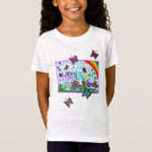 meisjesnaam Hannah Whimsical Flowers, Rainbow T-S T-shirt (Voorkant)