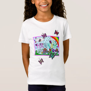 meisjesnaam Hannah Whimsical Flowers, Rainbow T-S T-shirt