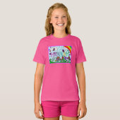 meisjesnaam Hannah Whimsical Flowers, Rainbow T-S T-shirt (Voorkant volledig)