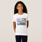 Meisjesnaam Hannah Whimsical Flowers, Rainbow T-shirt (Voorkant volledig)