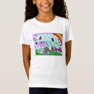Meisjesnaam Hannah Whimsical Flowers, Rainbow T-shirt
