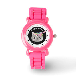 Meisjesnaam Horloge Knuffel Katje Aangepaste Kleur