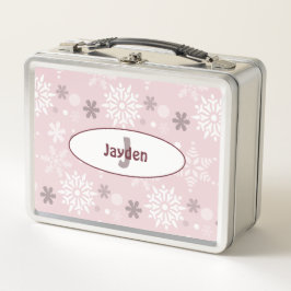 Meisjesnaam & Initiaal Winter Sneeuwvlok Roze