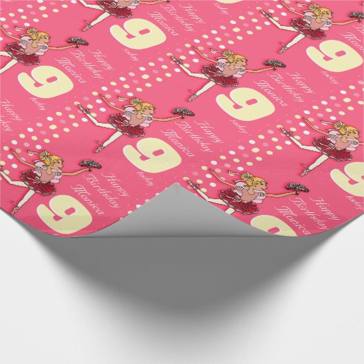 Meisjesnaam leeftijd ballerina verjaardag gepatent cadeaupapier (Hoek)