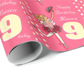 Meisjesnaam leeftijd ballerina verjaardag gepatent cadeaupapier (Rol Hoek)