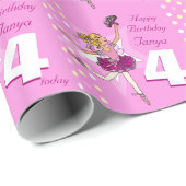 Meisjesnaam leeftijd ballerina verjaardag gepatent cadeaupapier (Rol Hoek)