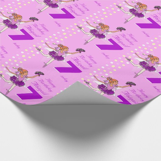Meisjesnaam leeftijd ballerina verjaardag gepatent cadeaupapier (Hoek)