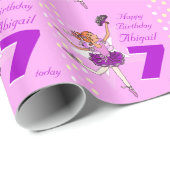 Meisjesnaam leeftijd ballerina verjaardag gepatent cadeaupapier (Rol Hoek)