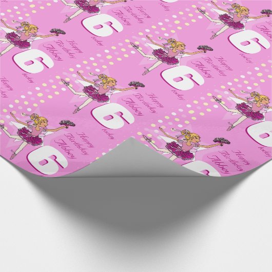 Meisjesnaam leeftijd ballerina verjaardag gepatent cadeaupapier (Hoek)