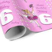 Meisjesnaam leeftijd ballerina verjaardag gepatent cadeaupapier (Rol Hoek)