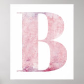 Meisjesnaam Letter B Roze Waterverf Poster (Voorkant)