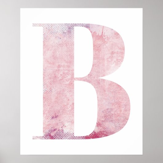 Meisjesnaam Letter B Roze Waterverf Poster (Voorkant)