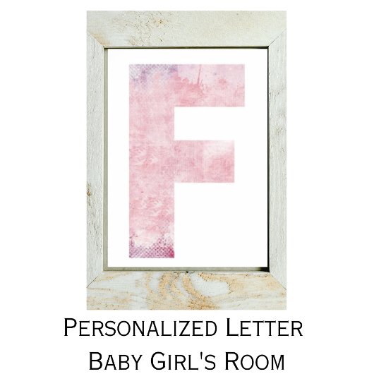 Meisjesnaam Letter F roze Waterverf Poster