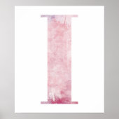 Meisjesnaam Letter I Boho Pink Waterverf Poster (Voorkant)