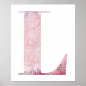 Meisjesnaam Letter L Boho Pink Waterverf Poster (Voorkant)