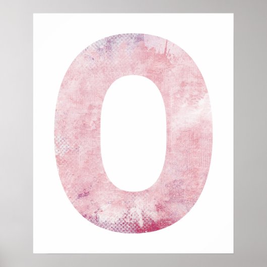 Meisjesnaam Letter O Roze Waterverf Poster (Voorkant)