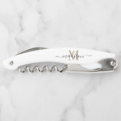 Meisjesnaam moderne zwarte goudmonogram kurkentrekker (Achterkant)