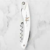 Meisjesnaam moderne zwarte goudmonogram kurkentrekker (Voorkant)