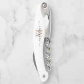 Meisjesnaam moderne zwarte goudmonogram kurkentrekker (Achterkant)