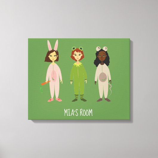 Meisjesnaam pajama party room canvas afdruk (Voorkant)