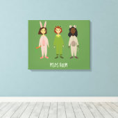 Meisjesnaam pajama party room canvas afdruk (Insitu (Houten vloer))