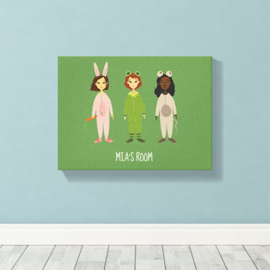 Meisjesnaam pajama party room canvas afdruk (Insitu (Houten vloer))