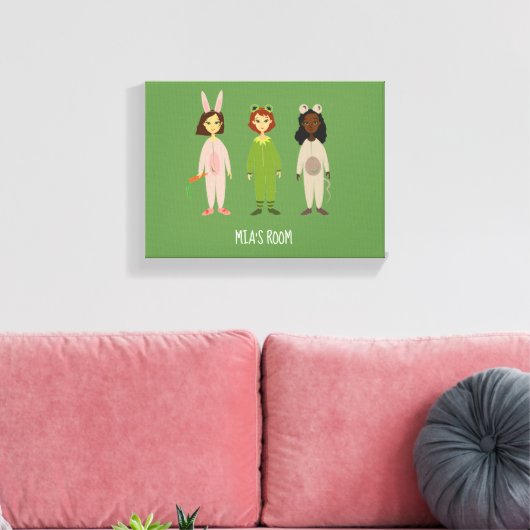 Meisjesnaam pajama party room canvas afdruk (Insitu (Woonkamer))