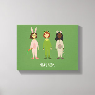 Meisjesnaam pajama party room canvas afdruk