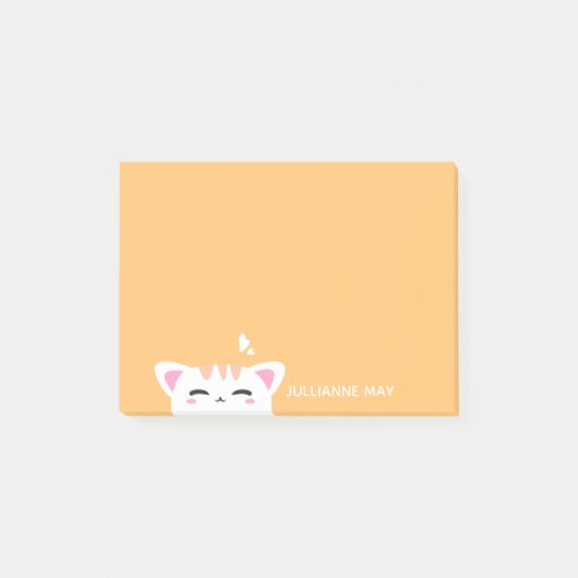 Meisjesnaam Pastel Yellow Cute Kat Post-it® Notes (Voorkant)