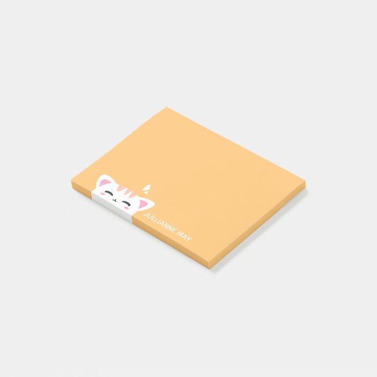 Meisjesnaam Pastel Yellow Cute Kat Post-it® Notes (Schuin)